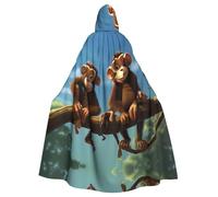 YYHWHJDE Two Monkeys Printing Halloween Adult Hooded Cloak for Parties and Costume Events
