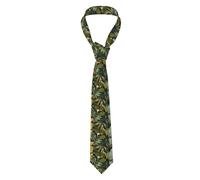 YYHWHJDE two parrots on green palm tree Prints Men's tie classic style suit cravat suitable for holidays and work