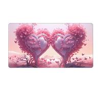 YYHWHJDE Two pink hearts picture Large office gaming mouse pad 16 x 29.5 in : Strong adhesion and durability Thickened and anti-slip