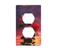 YYHWHJDE Two red Roses Pattern Double Socket Wall Panel Decorative for Residential and Commercial Areas 4.5x2.76in