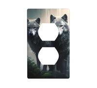 YYHWHJDE Two Wolves Pattern Double Socket Wall Panel Decorative is Durable and Suitable for Socket Light Switch Accessories 4.5x2.76in