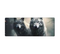 YYHWHJDE Two Wolves Picture Extra Large Mouse Pad, Computer Office Anti Slip Gaming Keyboard Thickened Version 12x31.5in