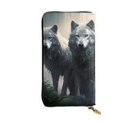 YYHWHJDE Two Wolves Picture Quality Leather Long Clutch Wallet Designed for Fashion Girls and Women Stylish 7.48 x 4.13 in