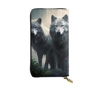 YYHWHJDE Two Wolves Printing Quality Leather Long Clutch Wallet Designed for Fashion Girls and Women Stylish 7.48 x 4.13 in
