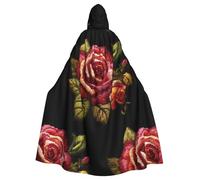 YYHWHJDE ukrainian embroidery style rose Pattern Halloween Adult Hooded Cloak for various party and carnival settings