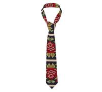 YYHWHJDE Ukrainian Embroidery Style Rose Pattern Men's tie classic style suit cravat suitable for holidays and work