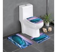 YYHWHJDE Undulating Waves Picture Three Piece Set of Bathroom Floor mats, Bathroom Shower mats, Anti Slip Quick Drying