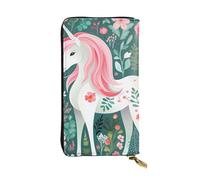 YYHWHJDE Unicorn with Pink Hair Printing Quality Leather Long Clutch Wallet Designed for Fashion Girls and Women Stylish 7.48 x 4.13 in