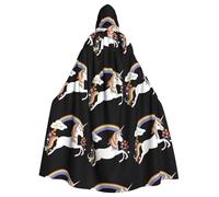 YYHWHJDE Unicorns Across The Rainbow Pattern Halloween Adult Hooded Cape Cloak For Role-Playing, Stage Costumes, Parties Easy Care