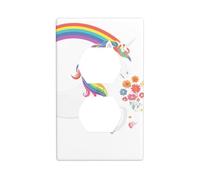 YYHWHJDE Unicorns Across The Rainbow Prints Double Socket Wall Panel Decorative for Residential and Commercial Areas 4.5x2.76in