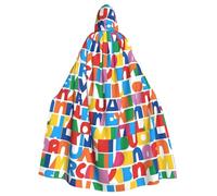 YYHWHJDE Upper And Lower Case Letters Pattern Halloween Adult Hooded Cape Cloak No Zipper, Comfortable For Costume Parties