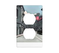 YYHWHJDE Urban Architecture Picture Double Socket Wall Panel Decorative is Durable and Suitable for Socket Light Switch Accessories 4.5x2.76in