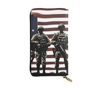 YYHWHJDE US Military Soldiers Patriotic Memorial Day Picture Quality Leather Long Clutch Wallet Designed for Fashion Girls and Women Stylish 7.48 x 4.13 in