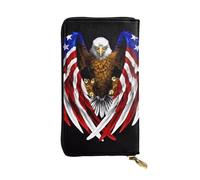 YYHWHJDE USA Flag Patriotic Eagle Printing Quality Leather Long Clutch Wallet Designed for Fashion Girls and Women Stylish 7.48 x 4.13 in