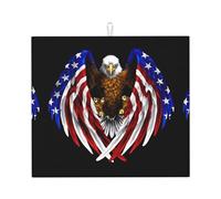 YYHWHJDE USA Flag Patriotic Eagle Prints Kitchen Drying Mat - Absorbent Dish Drying Throw with Vibrant Prints, Quick-Dry Countertop Layer for Dishes & Appliances - Non-Slip & Foldable