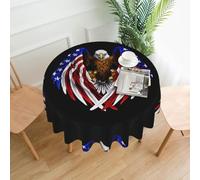 YYHWHJDE USA Flag Patriotic Eagle Prints Round Decorative Tablecloth 60in - Elevate Your Dining Space with this Elegant Throw for Everyday Charm & Special Occasions
