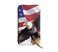 YYHWHJDE USA Patriotic Eagle with American Flag Printed Quality Leather Long Clutch Wallet Designed for Fashion Girls and Women Stylish 7.48 x 4.13 in
