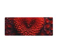 YYHWHJDE Valentine'S Day Red Heart Flower Picture Extra Large Mouse Pad, Computer Office Anti Slip Gaming Keyboard Thickened Version 12x31.5in