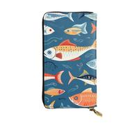 YYHWHJDE Various Sea Fish Pattern Printed Quality Leather Long Clutch Wallet Designed for Fashion Girls and Women Stylish 7.48 x 4.13 in