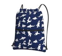 YYHWHJDE Various Sea Fish Pattern Prints Drawstring Zipper Backpack - Lightweight Foldable Gym Bag for Travel Workout Yoga