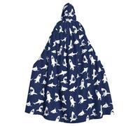 YYHWHJDE Various Sea Fish Pattern Prints Hooded Cloak - Long Cosplay Throw for Halloween & Costume Parties