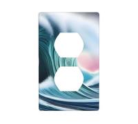 YYHWHJDE vast Tsunami Picture Double Socket Wall Panel Electrical Socket Cover Plate is Shatter Resistant and Durable 4.5x2.76in