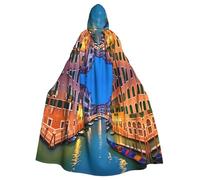 YYHWHJDE Venice Night Pattern Halloween Adult Hooded Cloak for Party Costume Cosplay Stage Masquerade Theme Dance Comic Con