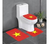 YYHWHJDE Vietnamese flag Picture Anti slip floor mat three piece set bathroom carpet anti slip durable