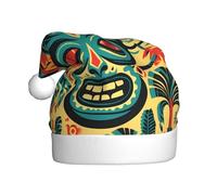 YYHWHJDE Vintage Aloha Tiki Pattern Prints Christmas Hat for Adult Making It a Fun and Durable Gift for Men and Women