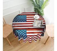 YYHWHJDE Vintage American USA Flag Prints Round Decorative Tablecloth 60in - Elevate Your Dining Experience with This Stunning Table Throw for Parties & Everyday Use