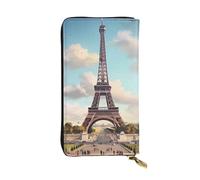 YYHWHJDE Vintage Eiffel Tower Printed Leather long clutch wallet Designed for fashion girls and women stylish and personalized 7.48 x 4.13 in, Black, One Size