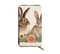 YYHWHJDE Vintage Flower Rabbit Bunny Easter Picture Leather long clutch wallet Designed for fashion girls and women stylish and personalized 7.48 x 4.13 in, Black, One Size