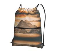 YYHWHJDE Vintage Great Egyptian Pyramid Prints Drawstring Backpack - Lightweight Water-Resistant Gym Bag with Zipper Pocket for Travel & Sports
