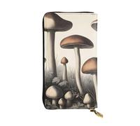 YYHWHJDE Vintage Mushrooms Drawings Prints Quality Leather Long Clutch Wallet Designed for Fashion Girls and Women Stylish 7.48 x 4.13 in