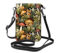 YYHWHJDE Vintage Mushrooms Drawings Prints Small Leather Women'S Crossbody Flip Phone Bag, Waterproof And Durable