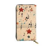 YYHWHJDE vintage music note art Printed Leather long clutch wallet Designed for fashion girls and women stylish and personalized 7.48 x 4.13 in, Black, One Size