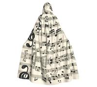 YYHWHJDE Vintage Music Note Art Printing Halloween Adult Hooded Cloak for Parties and Costume Events