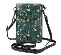 YYHWHJDE Vintage Music Note Prints Small Leather Women'S Crossbody Flip Phone Bag, Waterproof And Durable