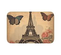 YYHWHJDE vintage paris eiffel tower butterfly Picture Anti slip and thickened floor mat suitable for bathrooms, bedrooms, washable carpet floor mats 16X24 in