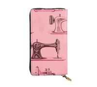 YYHWHJDE Vintage Pink Sewing Machine Picture Quality Leather Long Clutch Wallet Designed for Fashion Girls and Women Stylish 7.48 x 4.13 in