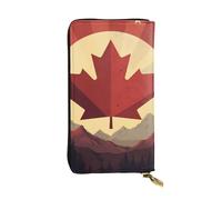 YYHWHJDE Vintage Red Maple Leaf Printing Quality Leather Long Clutch Wallet Designed for Fashion Girls and Women Stylish 7.48 x 4.13 in