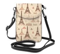 YYHWHJDE Vintage Style Eiffel Tower Paris Prints Small Leather Women'S Crossbody Flip Phone Bag, Waterproof And Durable