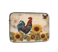 YYHWHJDE Vintage Sunflower Rooster Pattern Shockproof Portable Laptop 17 inch Sleeve Bag for Men and Women - Ideal for Business Travel, School, and Daily Use