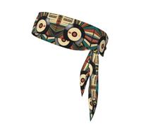 YYHWHJDE Vintage Vinyl Record Pattern Sports headscarf, sweat absorbing and breathable, motion headband, double-sided kerchief