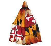 YYHWHJDE Vintage Wooden Maryland Flag Picture Halloween Adult Hooded Cape Cloak No Zipper, Comfortable For Costume Parties