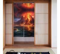 YYHWHJDE Volcano Eruption Pattern Curtain two Pieces Spliced 34x56in Fabric curtains, room dividers Fabric, Smooth & Not Easily Wrinkled