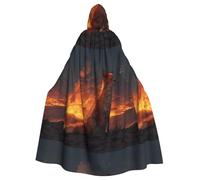 YYHWHJDE Volcano Fox Pattern Halloween Adult Hooded Cape Cloak - Super Large Hooded Cloak No Zipper