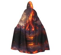 YYHWHJDE Volcano Prints Adult Hooded Cloak is a super large, comfortable, and durable Halloween hooded poncho