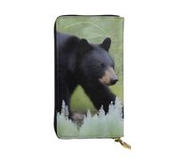 YYHWHJDE Walking Black Bear Printing Quality Leather Long Clutch Wallet Designed for Fashion Girls and Women Stylish 7.48 x 4.13 in