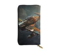 YYHWHJDE War Plane Printing Quality Leather Long Clutch Wallet Designed for Fashion Girls and Women Stylish 7.48 x 4.13 in